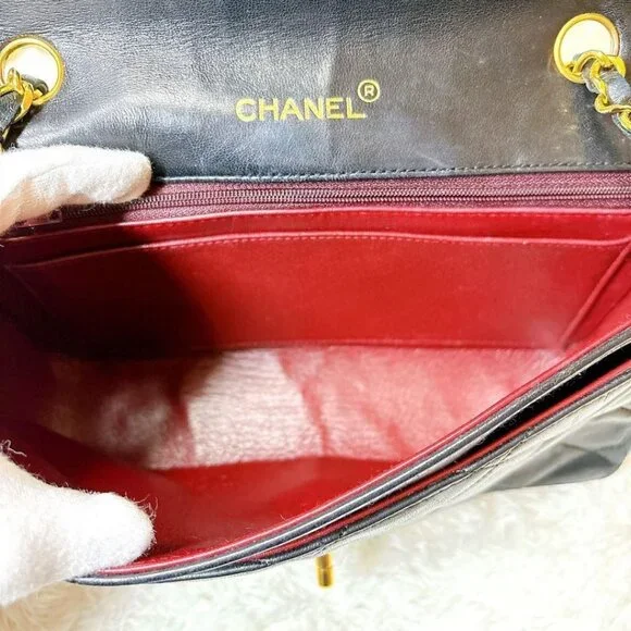 Authentic CHANEL 24K Vintage Classic Single Flap Bag Quilted Lambskin Chain Tote - Picture 9 of 11